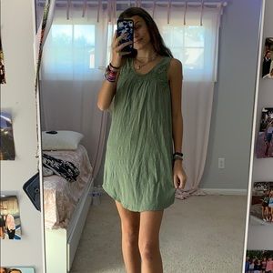 Green floral printed dress!